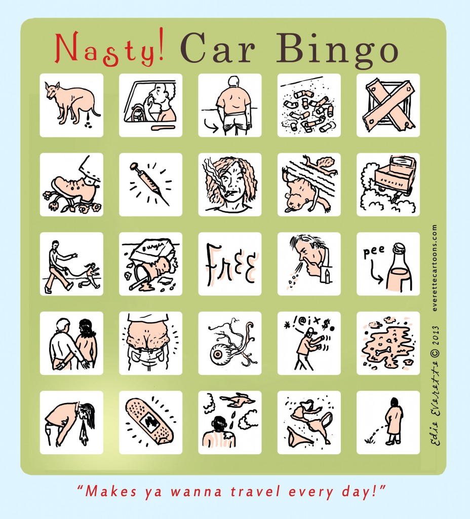 Nasty Car Bingo by Edie Everette www.everettecartoons.com