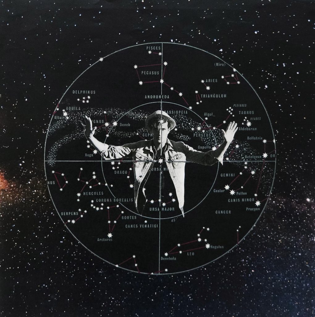 'Shooting Star' hand cut paper collage by Rachel Derum