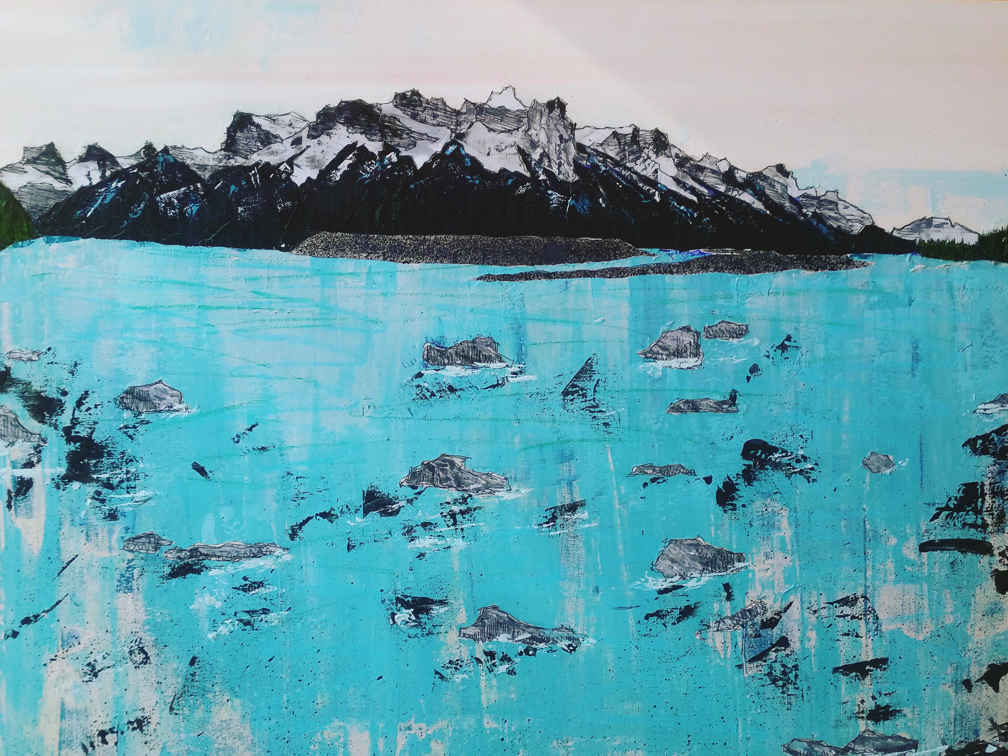 Bow River Valley mixed-media-on-canvas