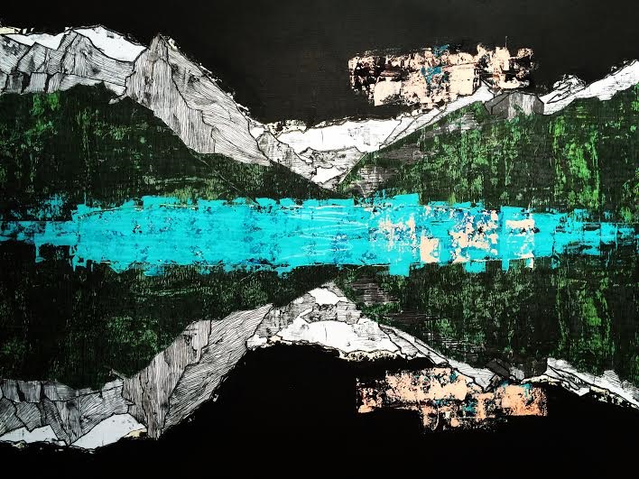 lake louise alberta: mixed-media on canvas