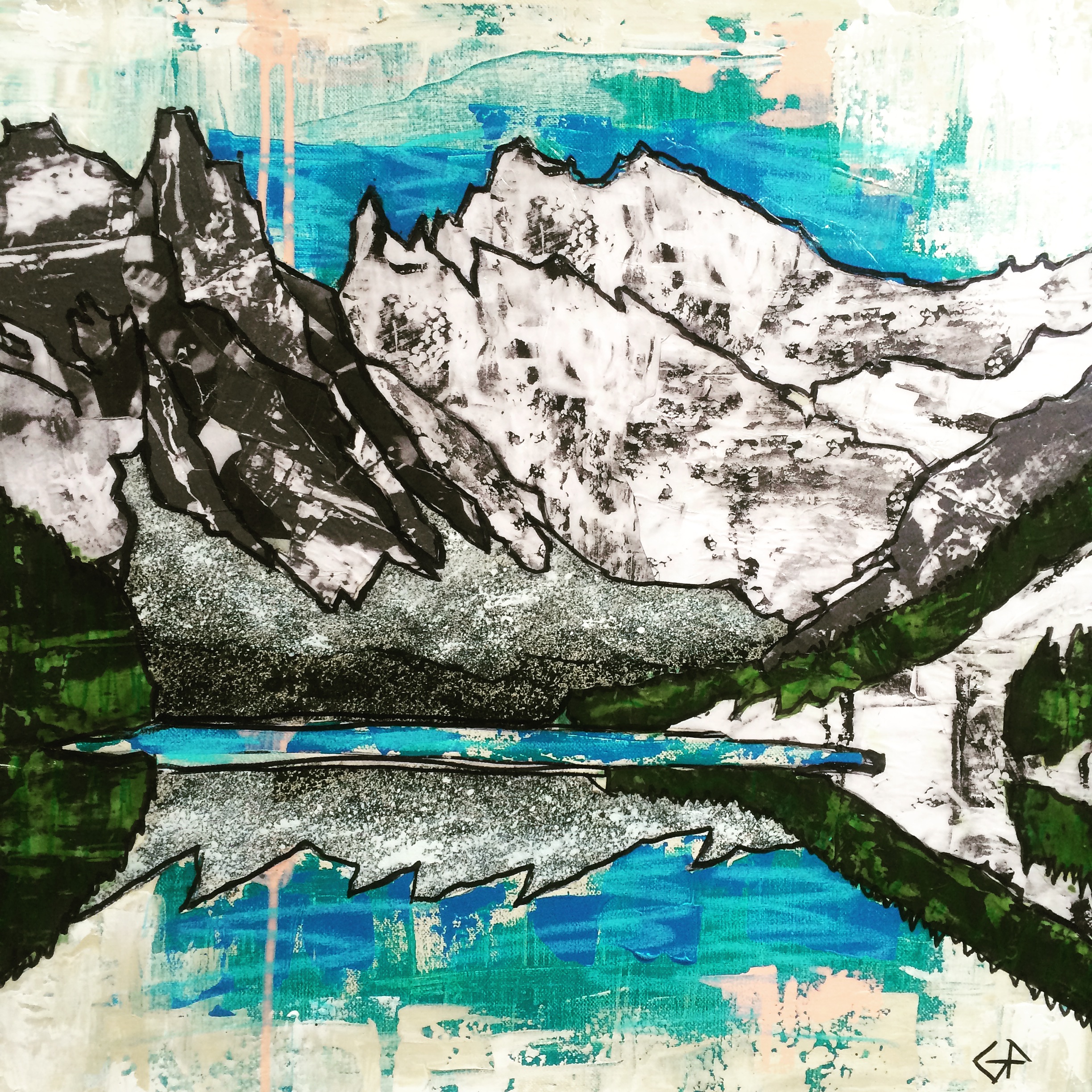 lake-agnes-alberta-mixed-media-on-canvas-50cmx50cm