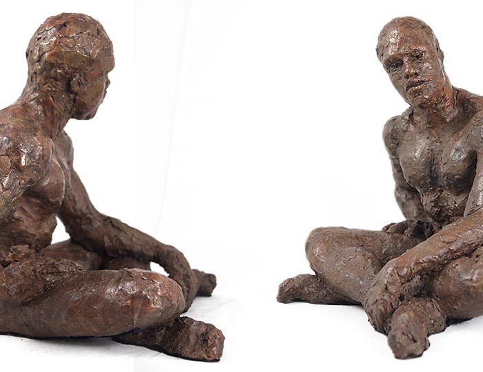 finished small figure of michael the bodybuilder sitting cross-legged